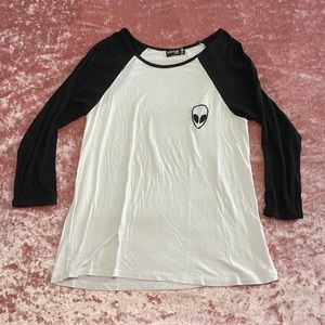 (Sold) Black and White Alien T-Shirt